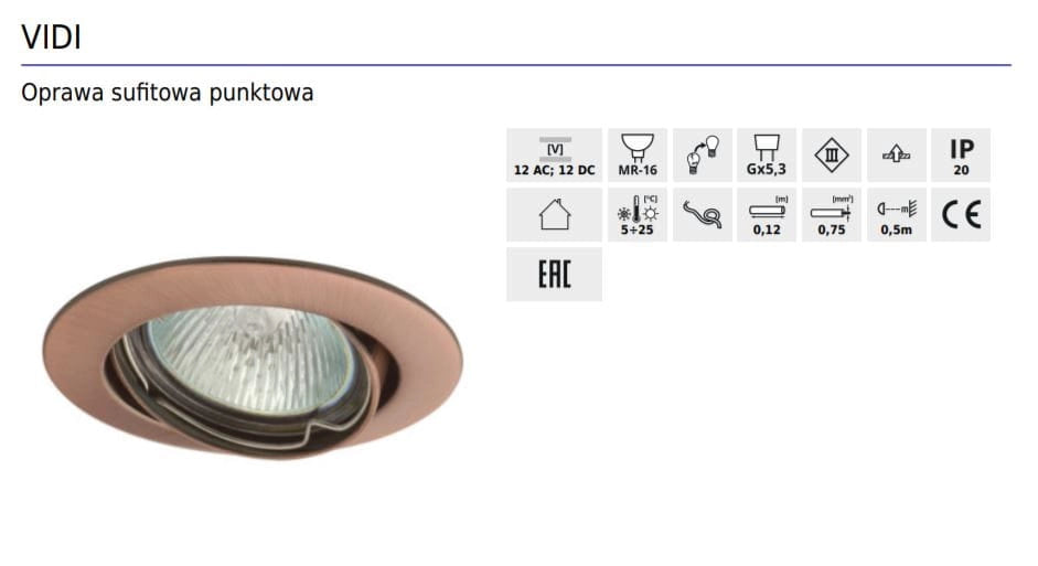 Kanlux VIDI 2783 faretto incasso tondo argento GX5.3