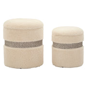 Luder, Pouf Contenitore set da 2, 40x40x47h cm Bianco Crema