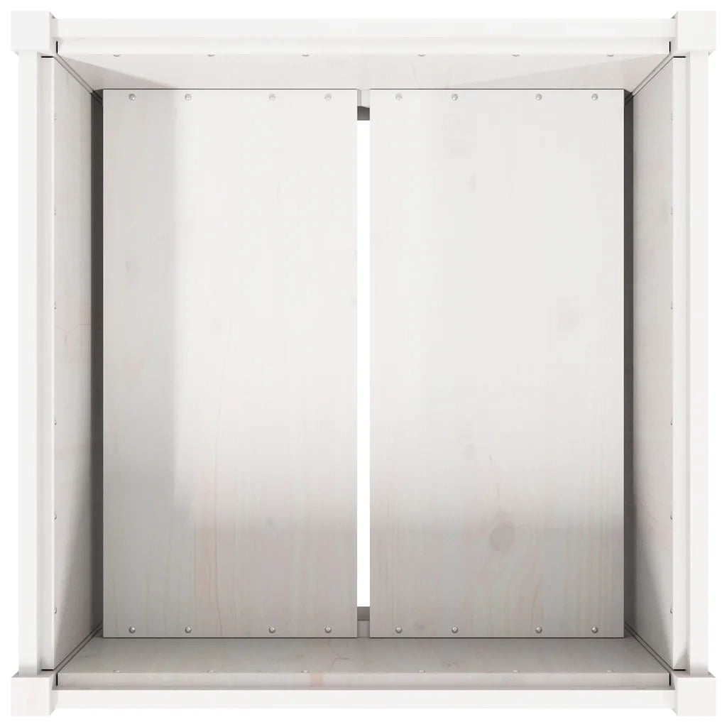 Fioriera da Giardino Bianca 70x70x70 cm Legno Massello di Pino 837435