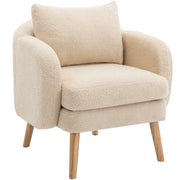 Poltrona - con cuscino schienale e seduta spessa - per soggiorno - in teddy beige