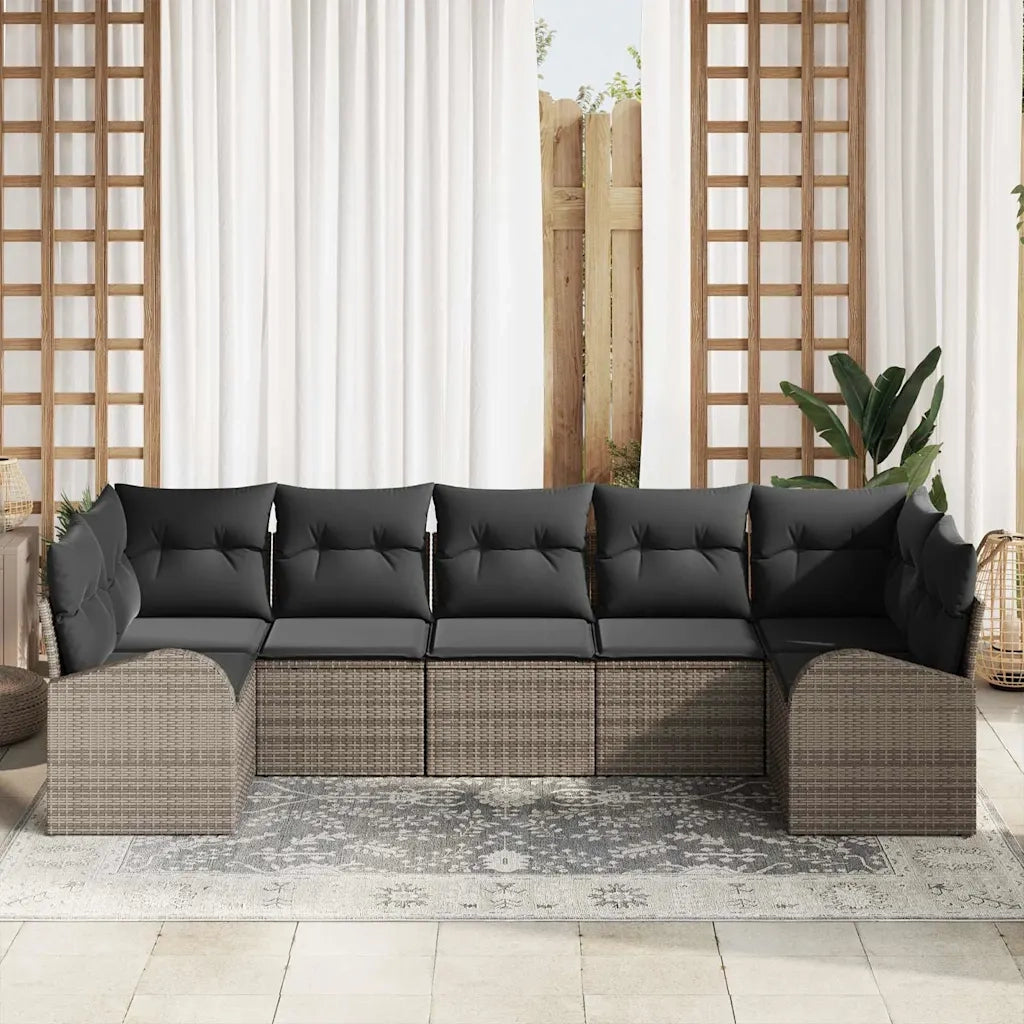 Set Divano da Giardino con cuscino 7 pcs Grigio polyrattan 3354858