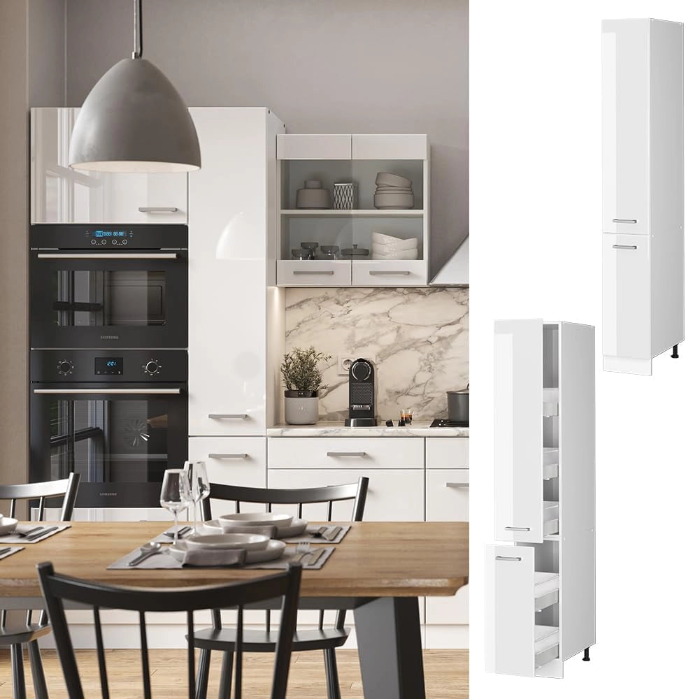 Armadio da farmacia R-Line, Bianco lucido, 30 cm, per la libera combinazione all'interno di sistemi cucina modulari