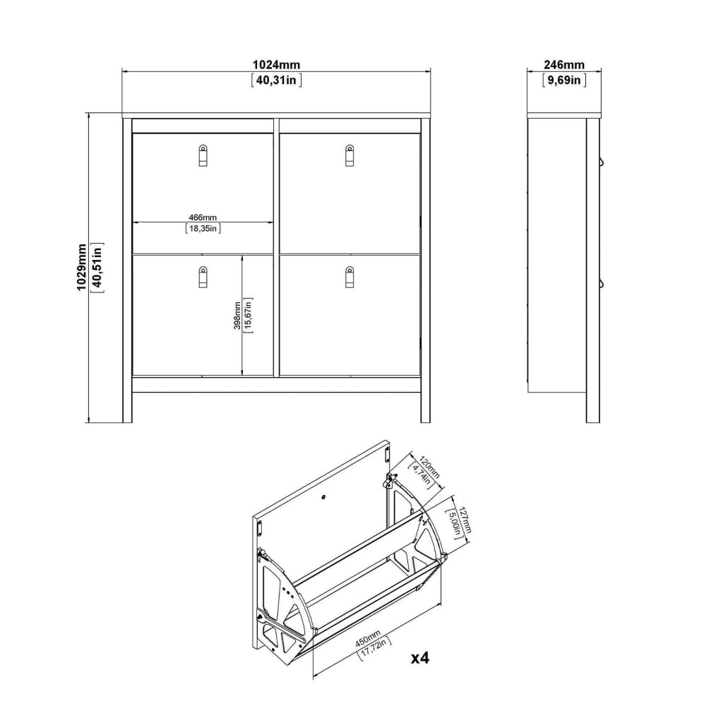 Scarpiera Actinidia, Mobile portascarpe, Armadio da ingresso multiuso, Mobiletto per calzature, 103x25 h103 cm, Bianco