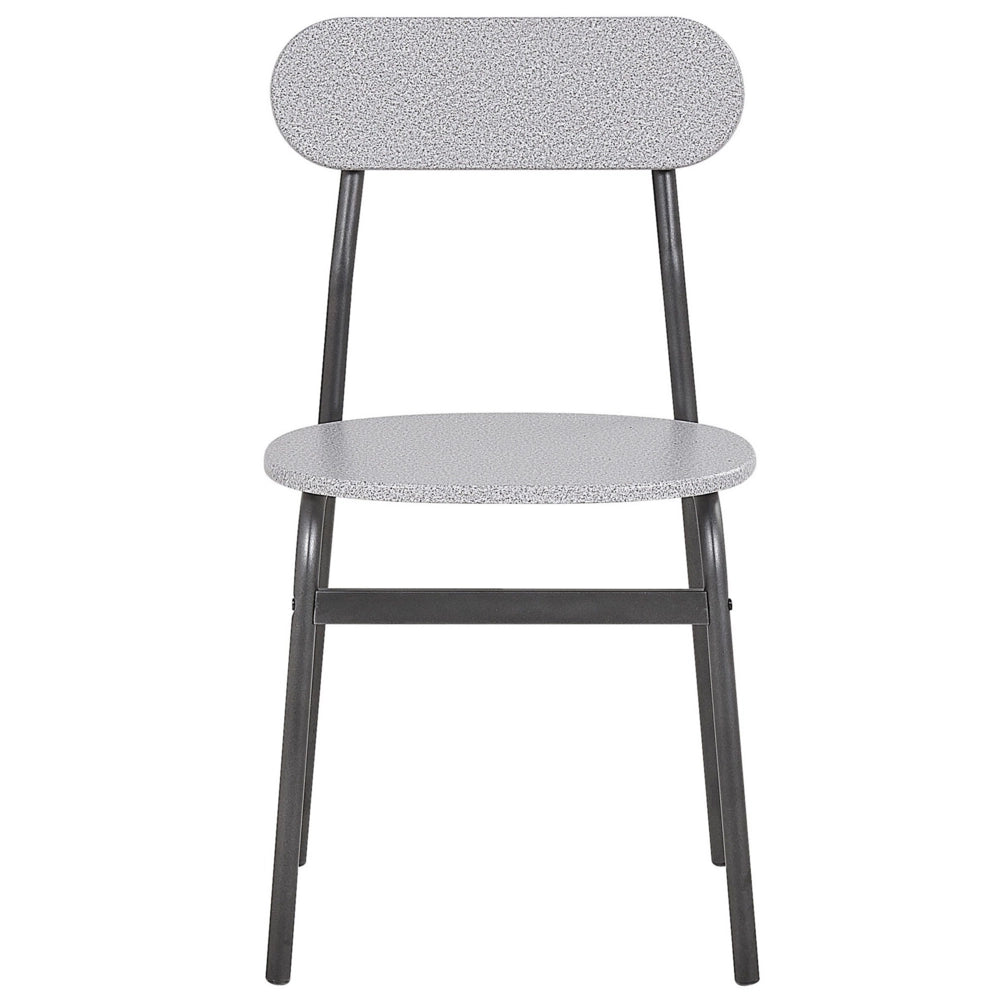 Set Pranzo Piano Grigio Gambe Acciaio Nero Tavolo Rettangolare 110 x 70 cm 4 Sedie Moderne