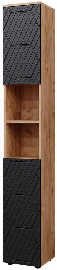 Mobile bagno alto Irma, Antracite lucido, 30 x 192 cm, per la conservazione di accessori da bagno e compatibile con la serie Irma