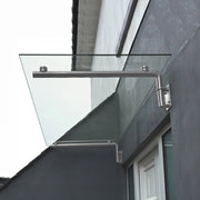 Tettoia in Vetro 120 x 80cm con Staffe in Acciaio Inossidabile per Porte Esterne
