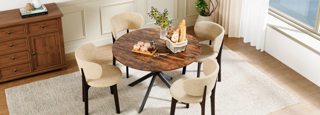 Tavolo da pranzo per 4-6 persone con gambe incrociate in acciaio, stile industriale per cucina e soggiorno, Ø 120 cm