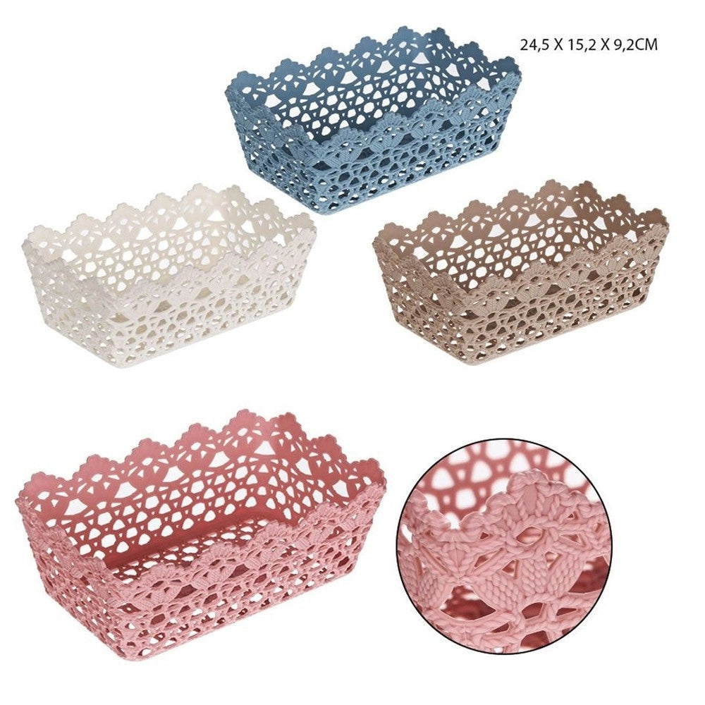 Trade Shop - Cestino Porta Oggetti Cesto Plastica Rettangolare 24.5x15.2x9.2cm Multiuso 79471 -