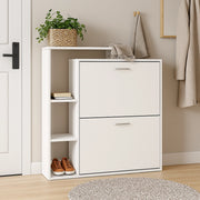 Scarpiera Doppia Profondità con Libreria 4 Ripiani Salvaspazio 80x24x90 cm Bianco