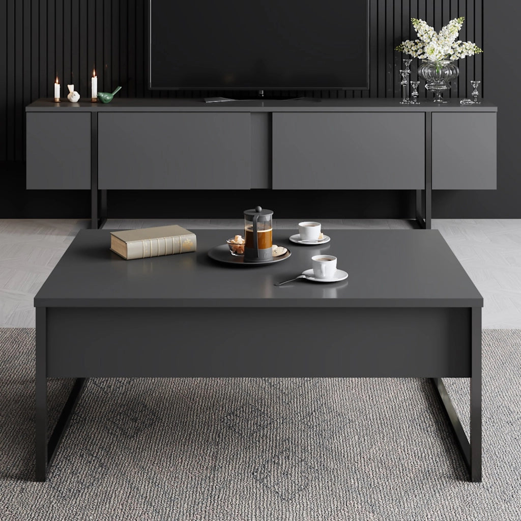 Porta TV in legno "Luxe" - 180 x 30 x 50 cm - Nero