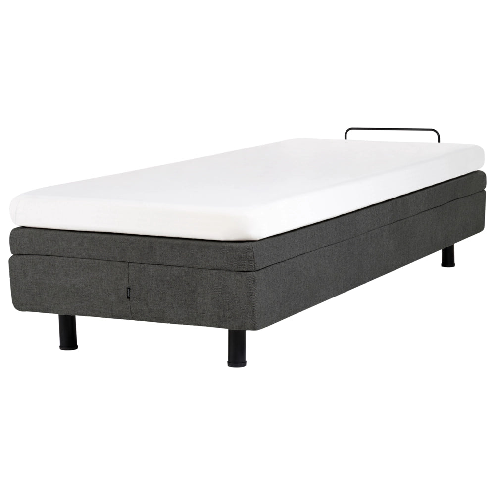 Letto elettrico singolo tessuto grigio scuro regolabile con telecomando senza testiera 90x200 cm stile moderno