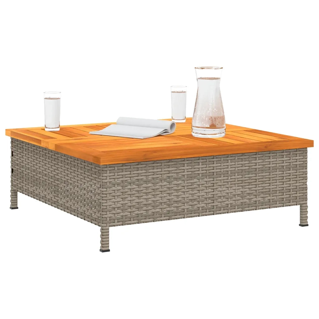 Tavolo da Giardino Grigio 70x70x25cm Rattan e Legno di Acacia 3281630