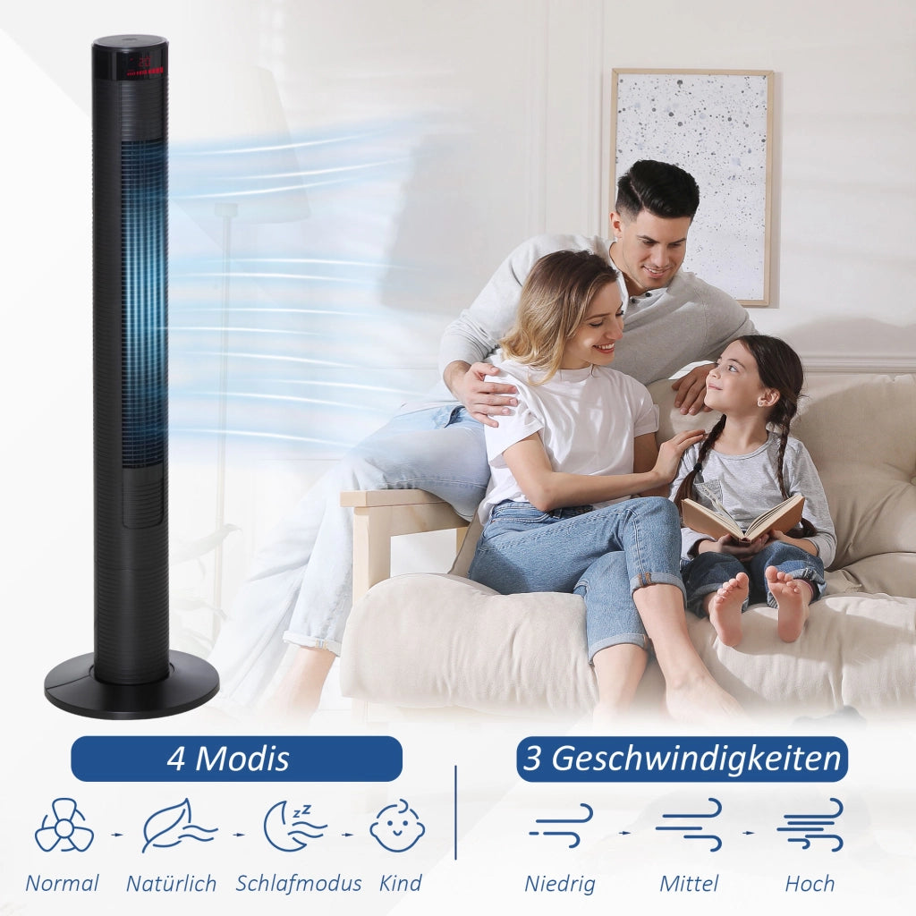 Ventilatore da pavimento con telecomando 117 cm oscillante ¨C zephmum ¨C 4 modalita' 3 velocita' 12h timer nero