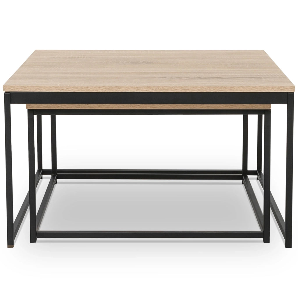 IDMarket - Set di 2 tavoli bassi impilabili DETROIT 60/70 design industriale