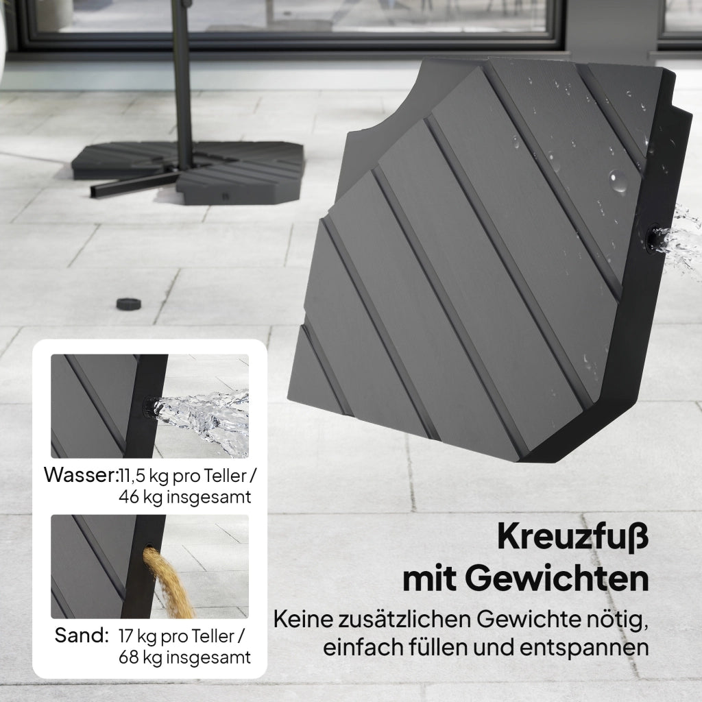 Ombrellone da Giardino ¨C zephmum ¨C Grigio Scuro ?300 cm
