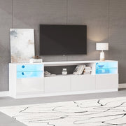Mobile TV 180x35x60 cm con LED; 4 ante; 8 vani; legno bianco