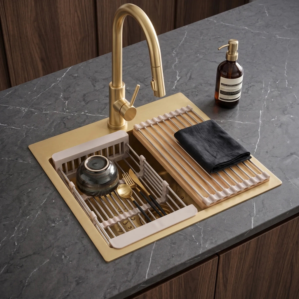 Set Di Accessori Per Lavello Da Cucina 3 Pz. Rea Beige