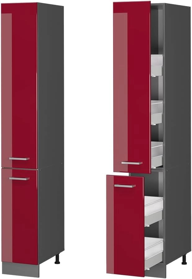 Armadio da farmacia R-Line, Rosso lucido, 30 cm, per la libera combinazione all'interno di sistemi cucina modulari