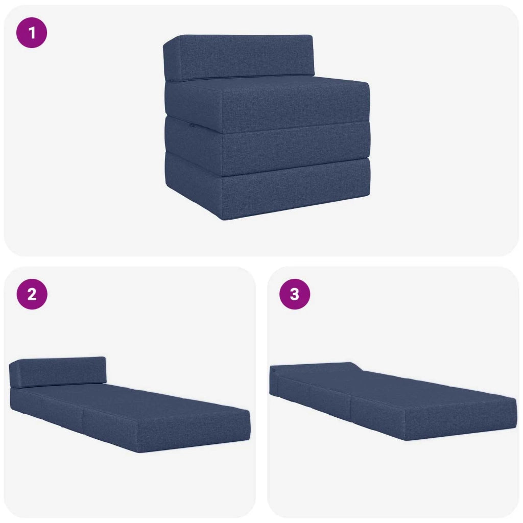 Divano Letto Pieghevole Blu 200 x 70 x 15 cm Tessuto
