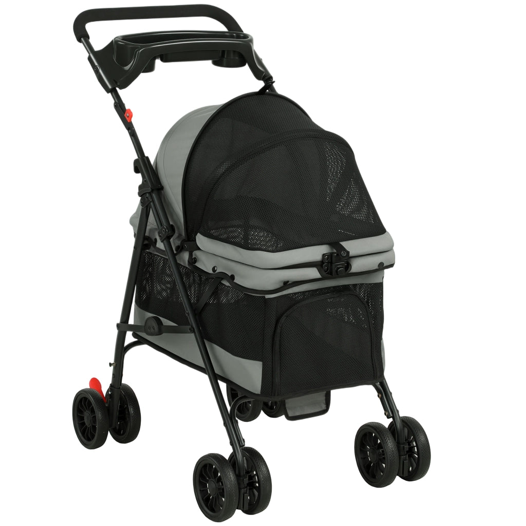 Trasportino Cane Pieghevole Grigio ¨C zephmum ¨C 4 Ruote EVA Finestre Reticolate