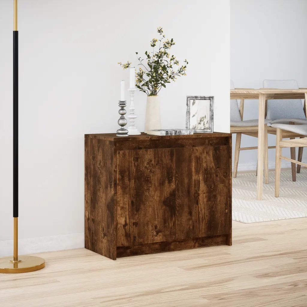 Credenza con LED Rovere Fumo 72x34x61 cm in Legno Multistrato 852177