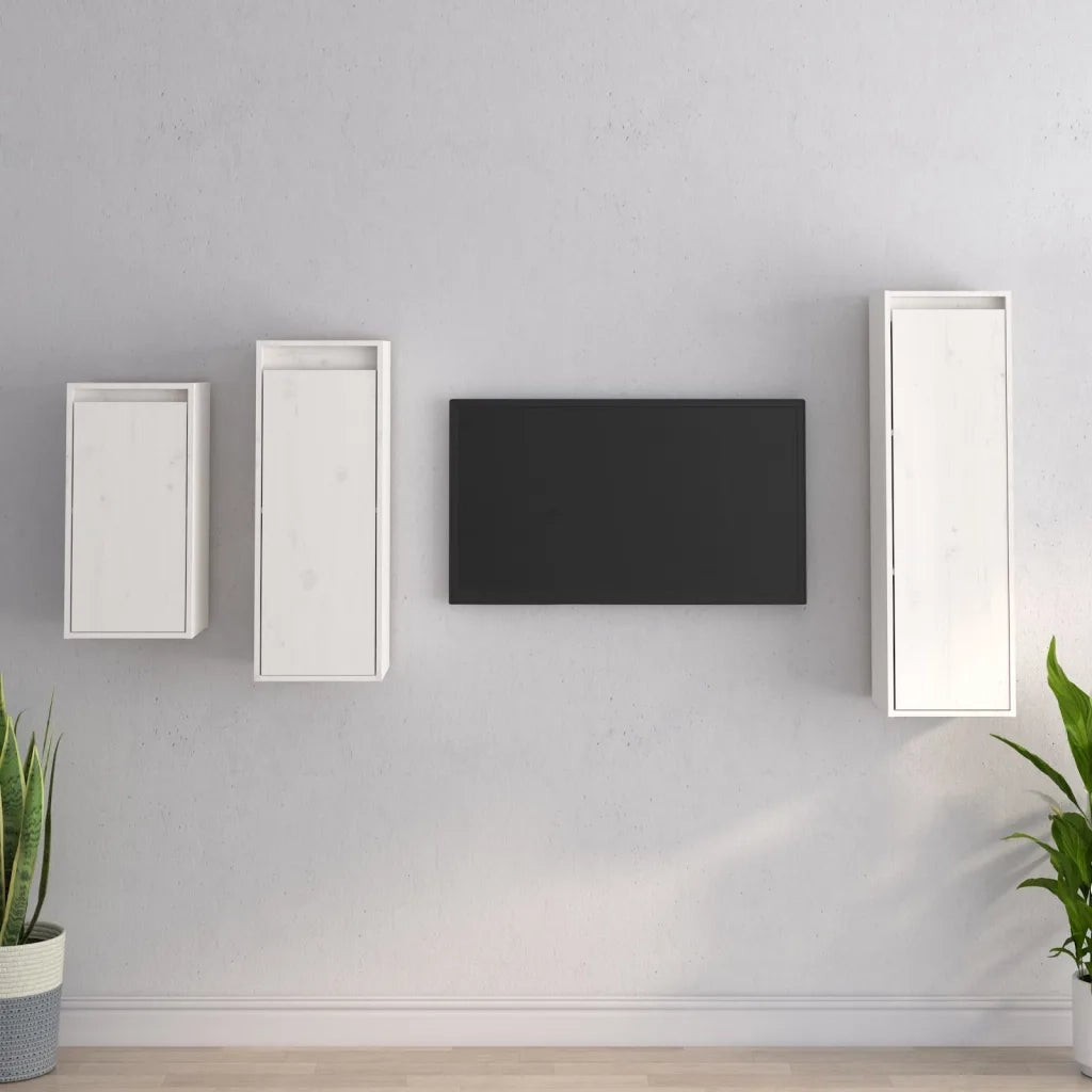Mobili Porta TV 3 pz Bianco in Legno Massello di Pino cod mxl 13104