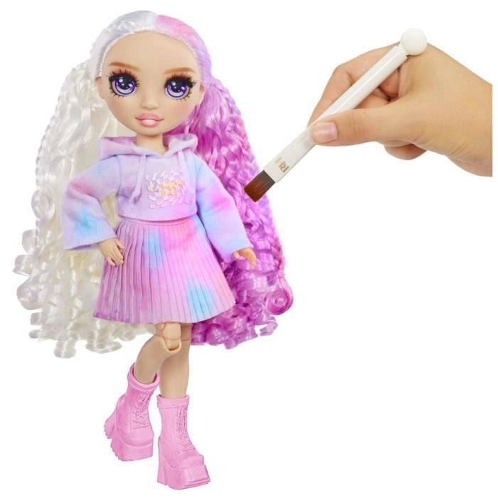 Rainbow High - Acquerello - 1 bambola fashion da 27 cm (Viola) - 2 abiti e accessori da personalizzare - Colora i tuoi capelli