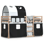 Letto singolo | Letto per adulti | Letto a Castello senza Materasso Bianco e Nero 90x200cm in Pino