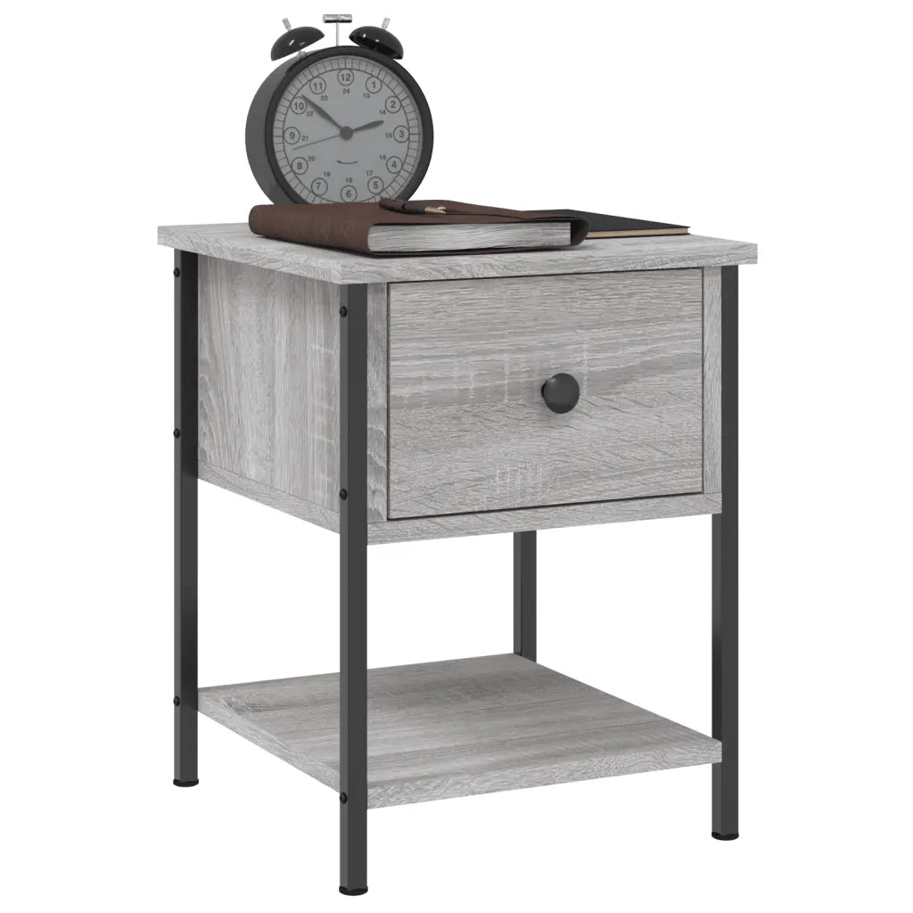 Comodino-Tavolino da notte Grigio Sonoma 34x35,5x45 cm in Legno Multistrato