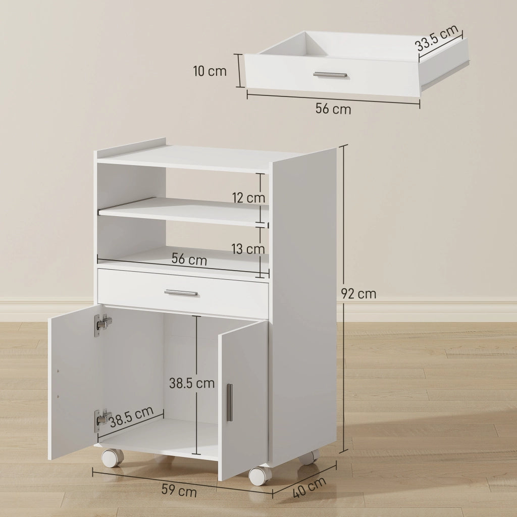 Armadio a 2 Ante con Cassetto e 2 Ripiani ¨C Zephmum ¨C Legno Bianco 59x40x92 cm