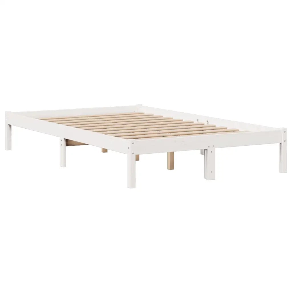 Letto Libreria senza Materasso-Struttura Letto con contenitore Bianco 135x190 cm Legno di Pino 864906