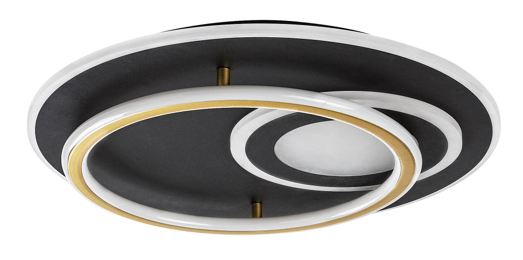 Plafoniera LED Brantiel 3 luci nera oro Ø50 cm Rabalux