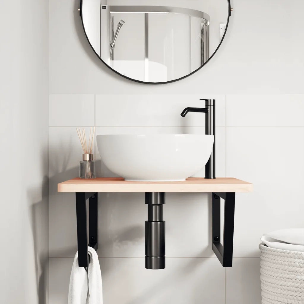 Reggimensole per Lavabo 2 pz Nere Trapezio in Acciaio 4007288
