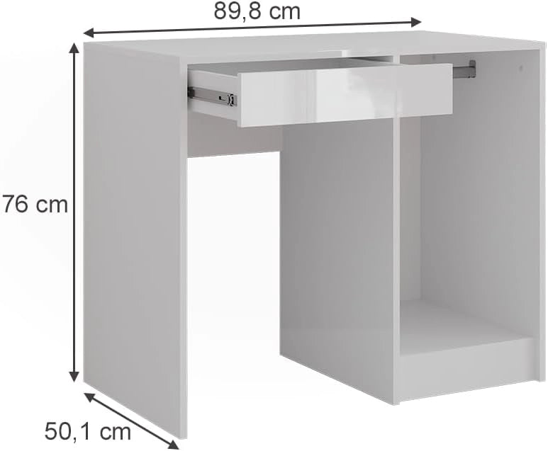 Tavolo da toeletta Sherry, Bianco/bianco lucido, 89.8 cm
