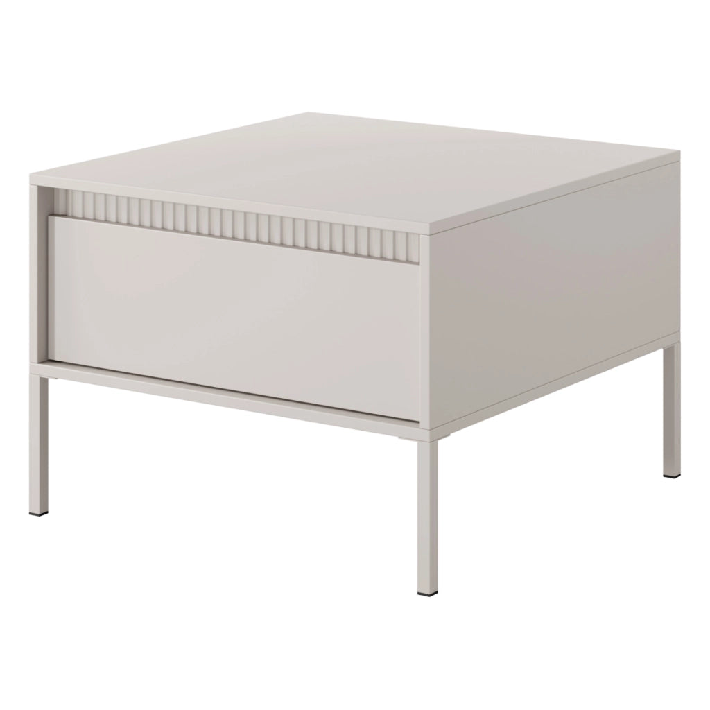 Kasinela, Tavolino da Salotto un Cassetto, 68x48x68h cm Beige