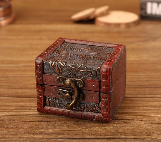Cassetto di conservazione in legno vintage, piccolo, rosso