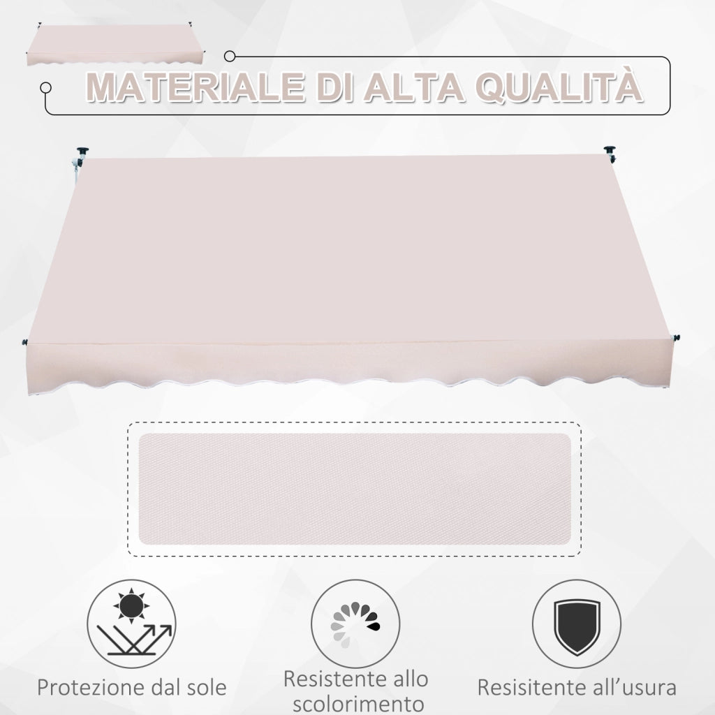 EasyComfort Tenda da Sole a Bracci 3x1.5m con Manovella e Struttura Telescopica, Beige