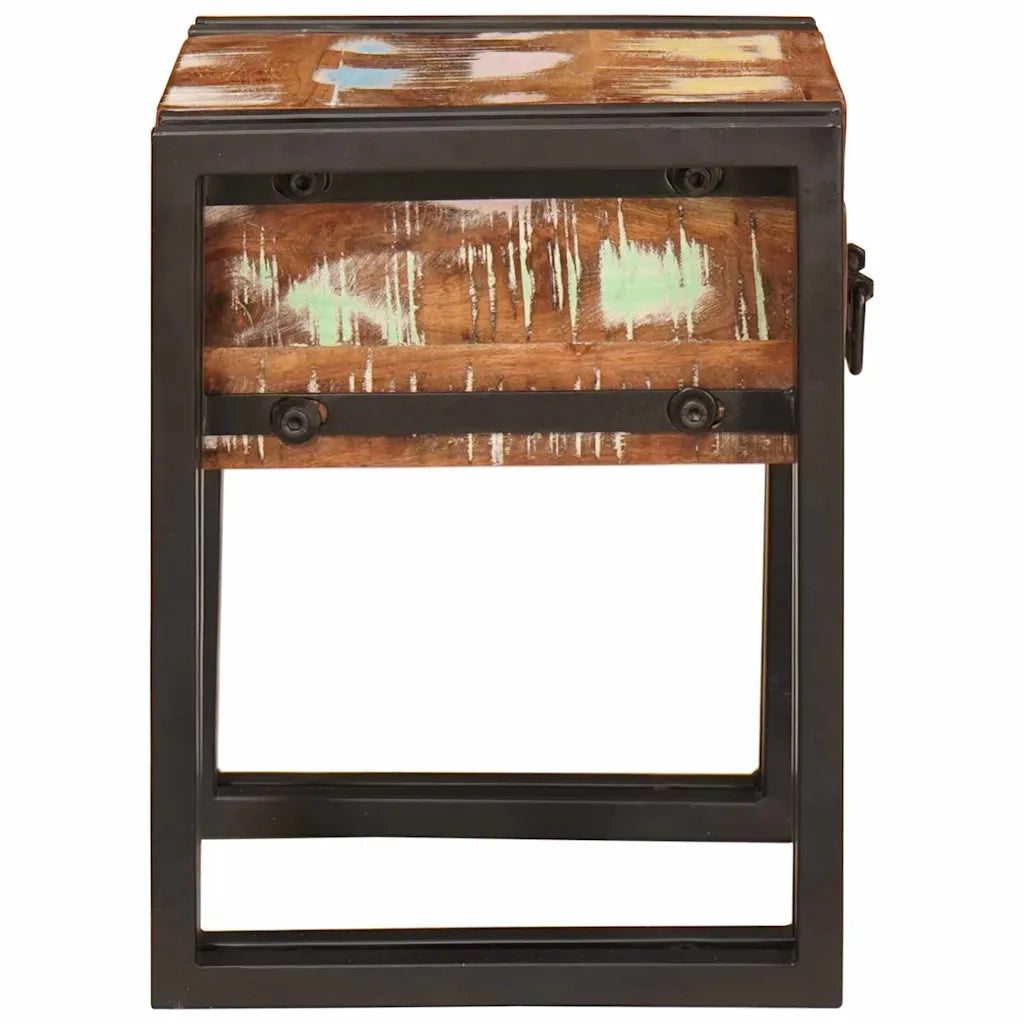 Tavolino con cassetto 30 x 30 x 40 cm Legno Recuperato Massello 4016716