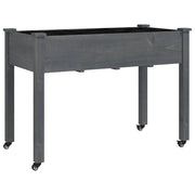 Fioriera pratica su ruote per balcone o giardino 118 x 59 x 80 cm realizzata in legno di abete grigio 02_0055338
