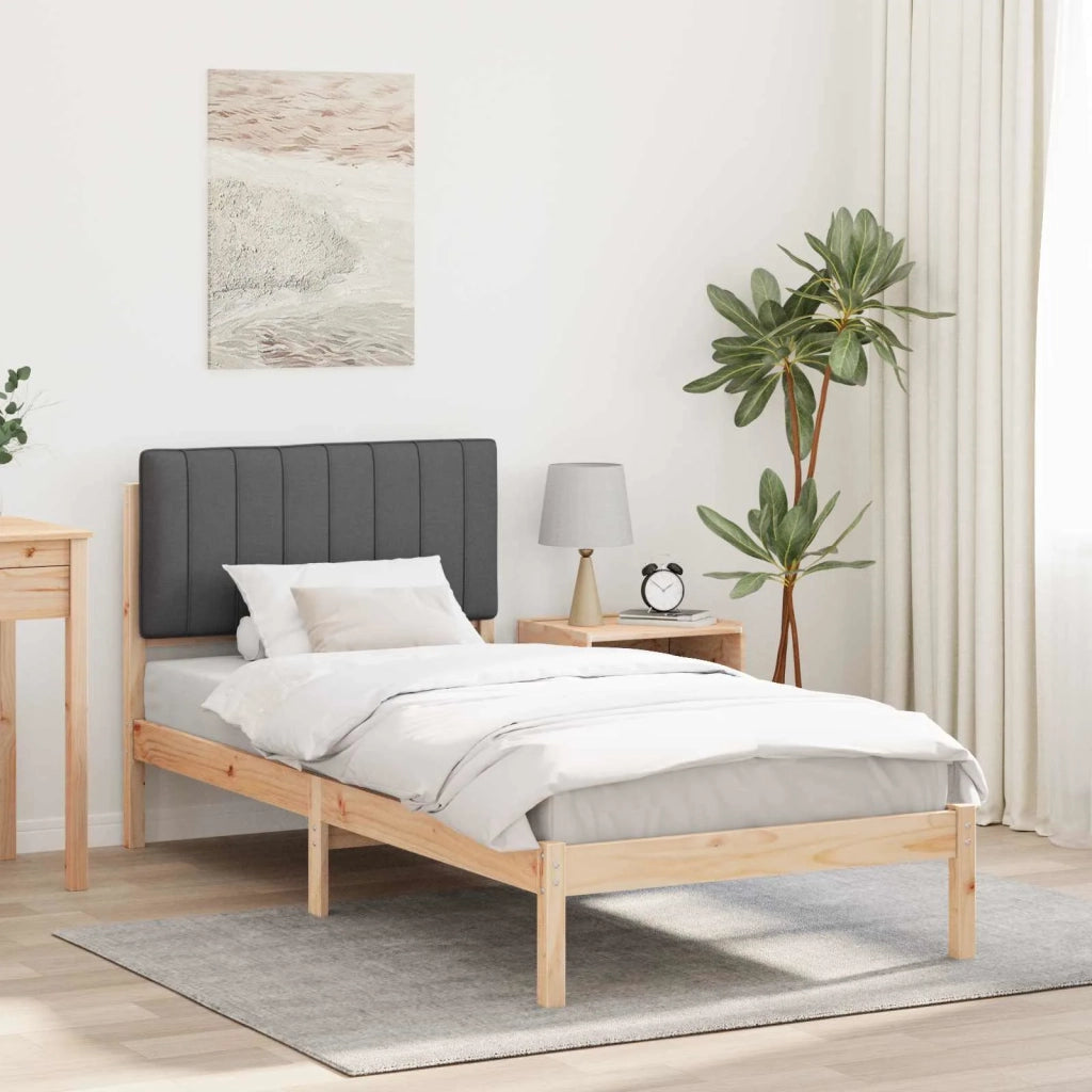 Letto con Testiera Rivestita Grigio Naturale e Scuro