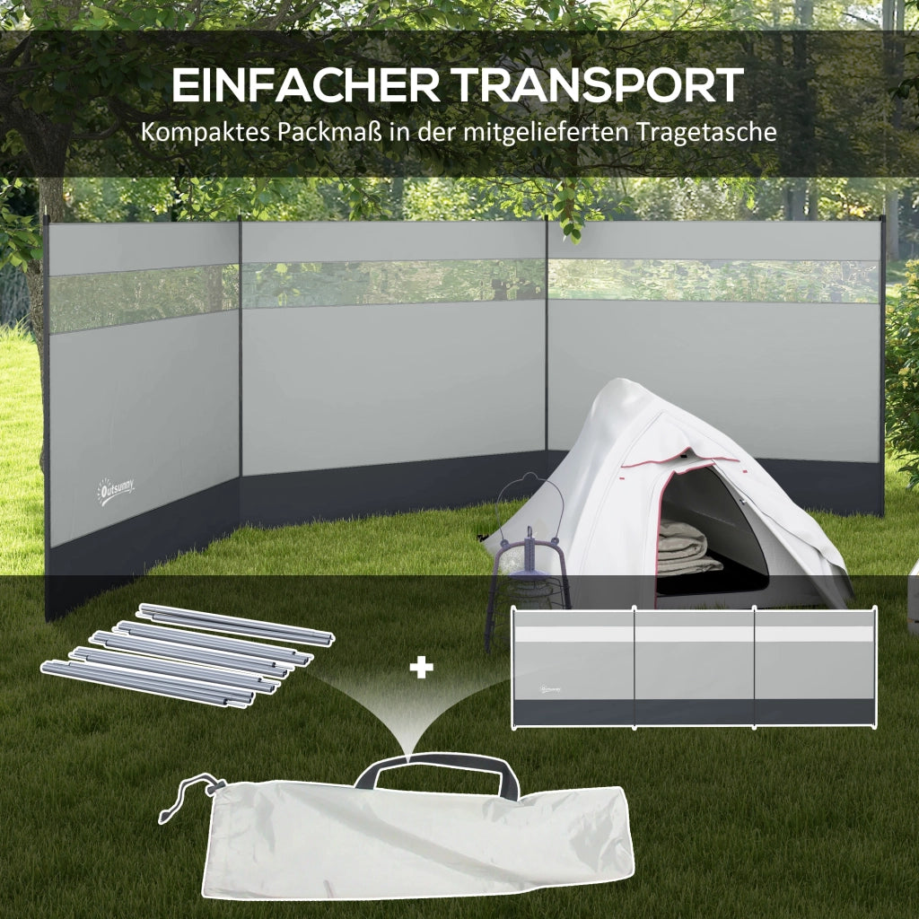 Protezione Vento con Finestra e Borsa Trasporto ¨C Zephmum ¨C Grigio 440x140cm
