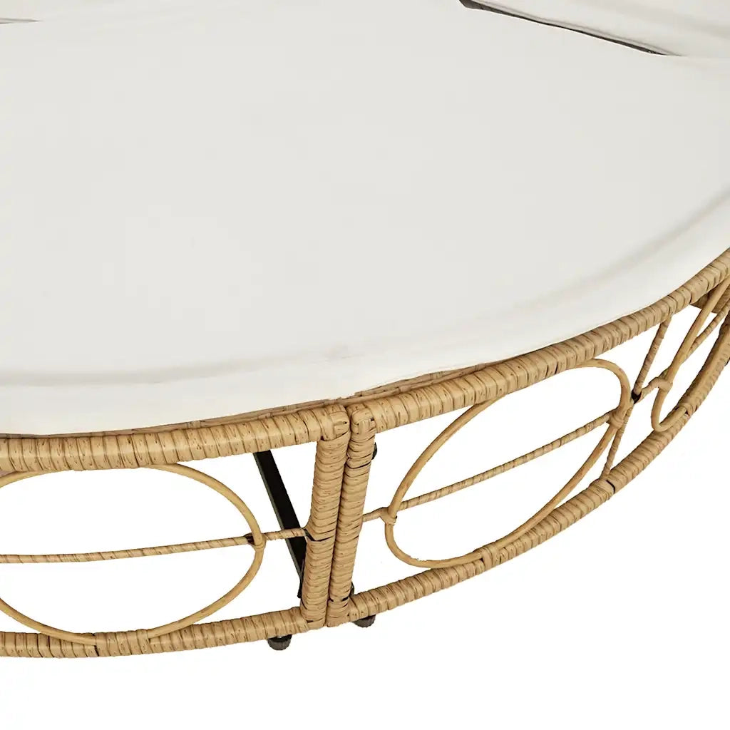 Lettino Prendisole Esterno Tetto e Cuscini in Polyrattan