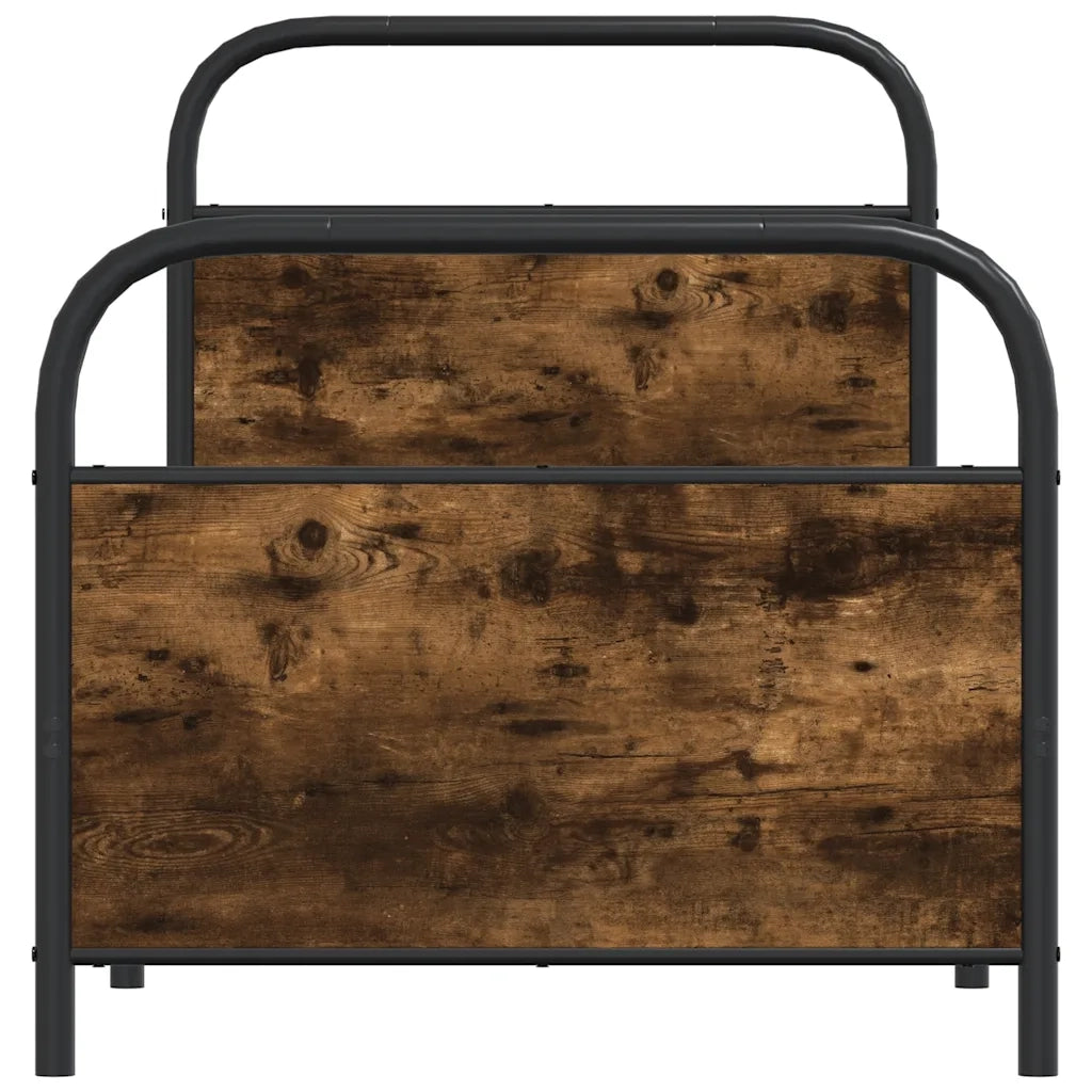 Letto singolo | Letto per adulti | Giroletto senza Materasso Rovere Fumo 80x200 cm in Truciolato