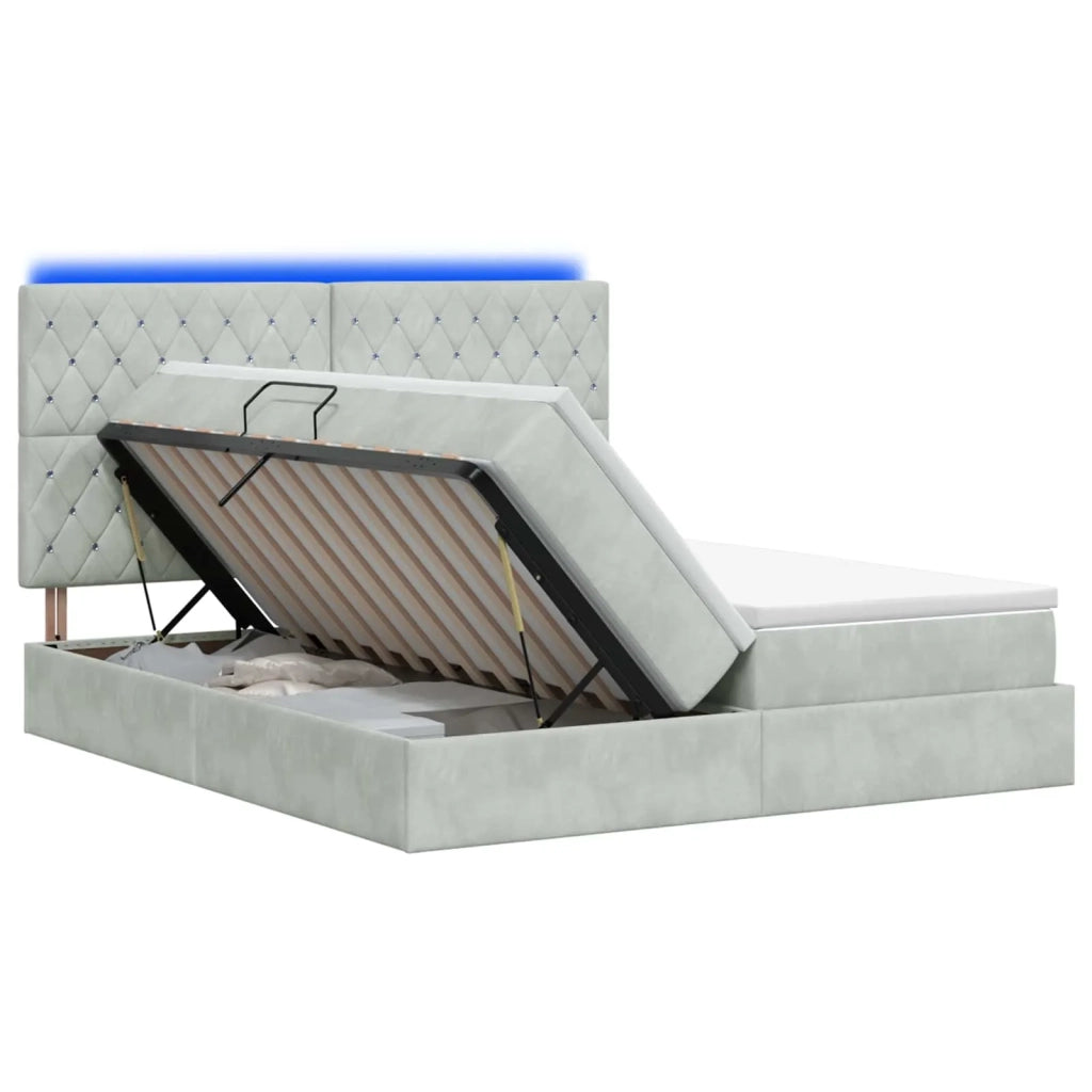 Letto con contenitore LED e materasso Grigio Chiaro 3460254