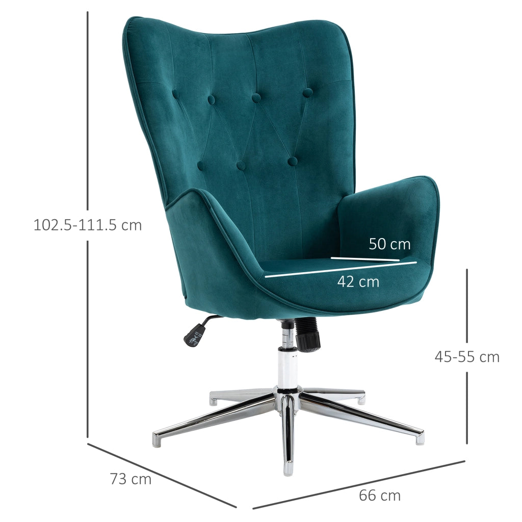 EasyComfort Poltrona per Ufficio e Salotto in Velluto, Girevole con Braccioli e Altezza Regolabile, Blu