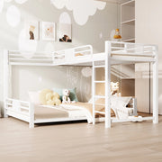 DESMIU Letto a castello in metallo 140 × 200 cm 2 posti, con sbarre di sicurezza, senza materasso, bianco