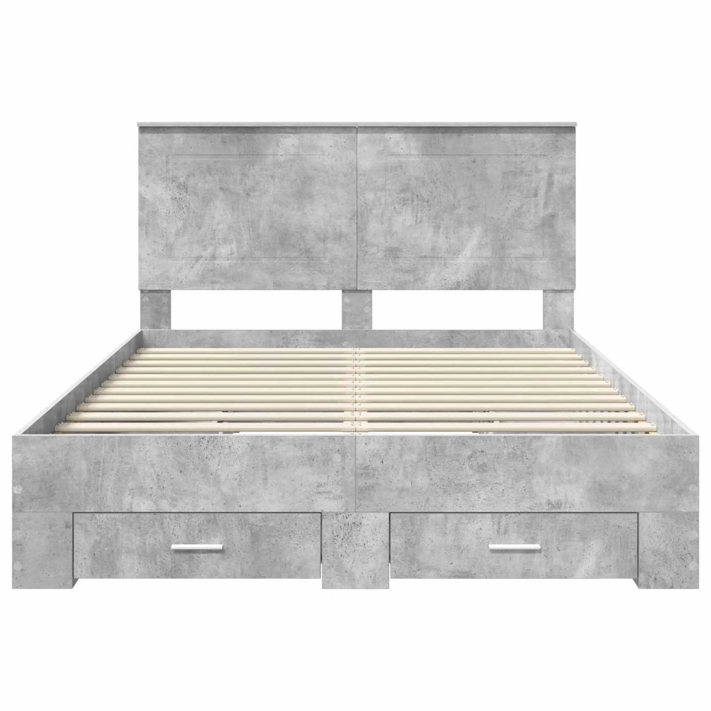 Struttura del letto con testiera Grigio cemento 150 x 200 cm