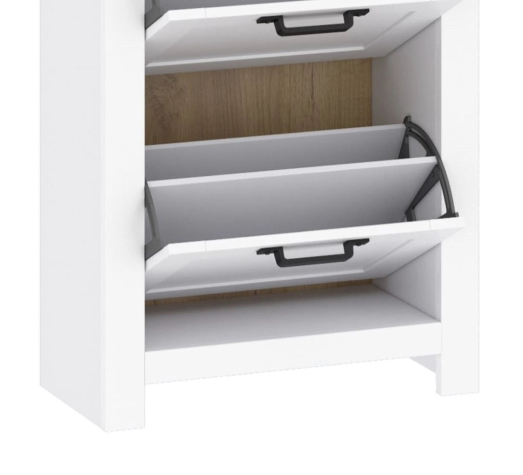 Scarpiera TEOLO 2 bianca + rovere (Lanzette J, colore nimfea alba / oak craft gold)