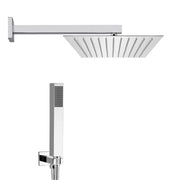 Set doccia cromato con braccio soffione rettangolare 30x20 e kit doccia