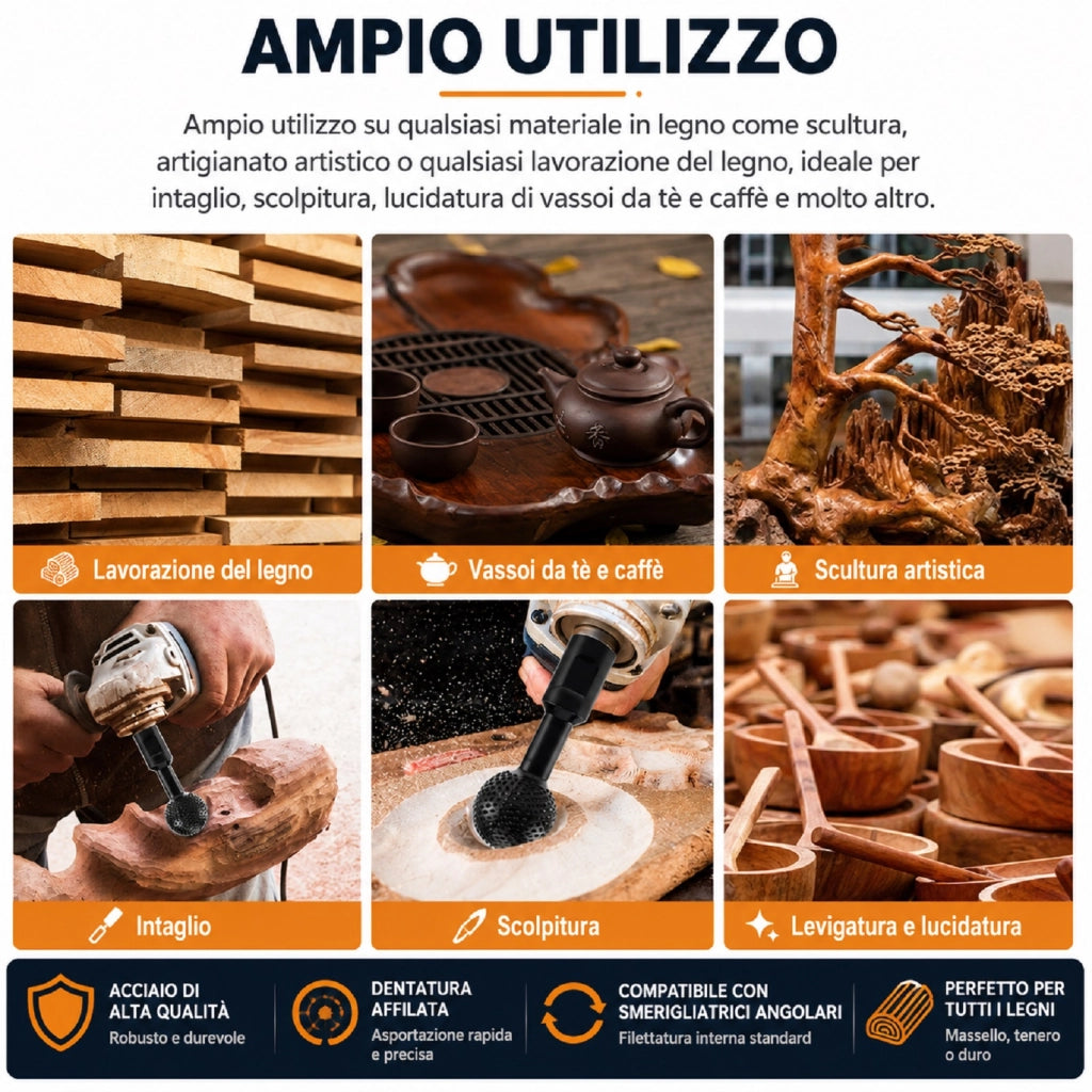 Scalpello Sferico per Legno 14mm per Smerigliatrice 115/125 | 66011-25